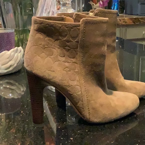 Coach Tan Suede Signature Ankle Boots - Picture 12 of 13